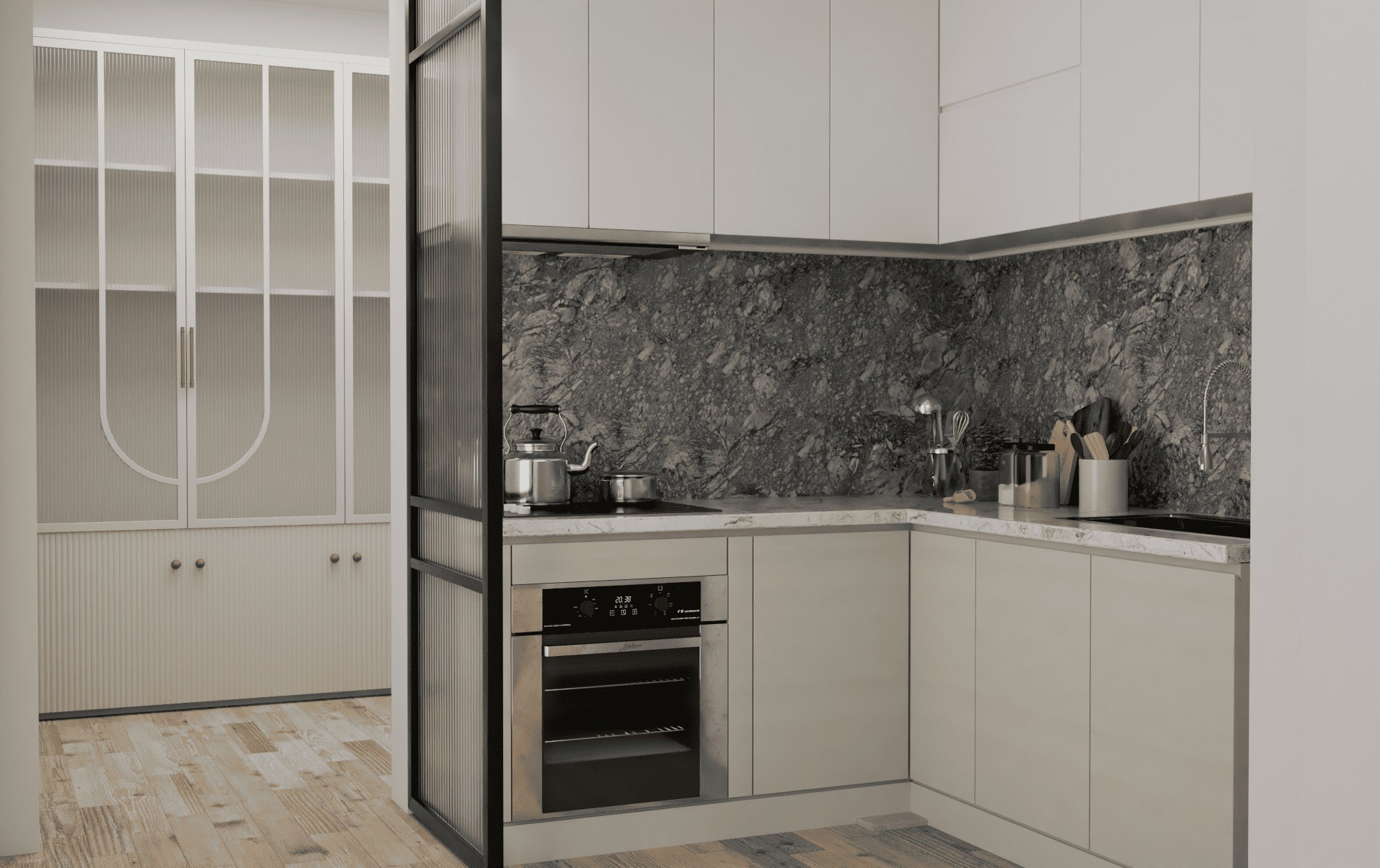 Compact Marble & Stone Kitchen