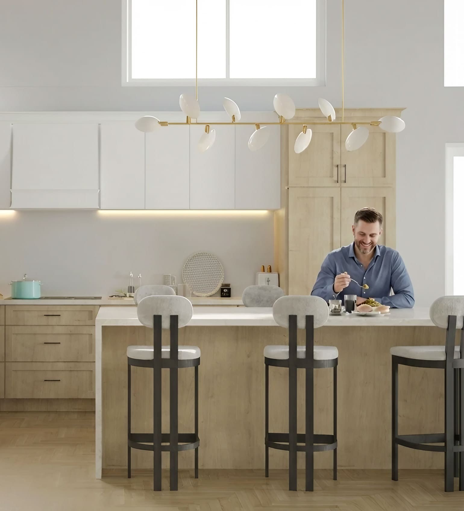 Scandinavian Kitchen with Island Bar